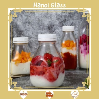 Chai thuỷ tinh ⛄ Vuông Lùn ⛄ 500ml nắp nhựa đen đựng nước ép detox làm sản phẩm - [ RẺ VÔ ĐỊCH ]