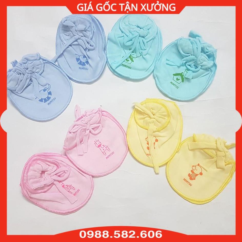 Set Bao Tay + Bao Chân Buộc Dây, Bao Tay Chân Mintu Cho Bé Sơ Sinh Dưới 7kg