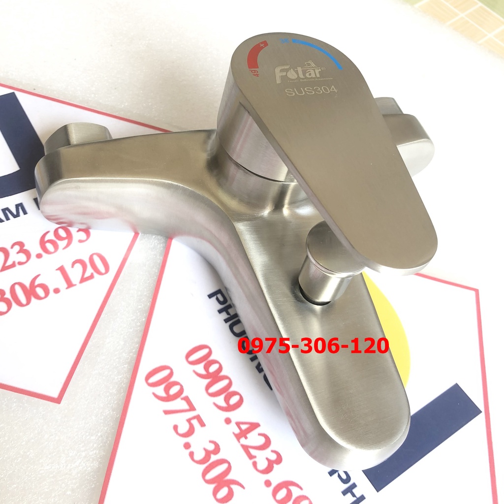 Bộ Củ Sen Tắm Nóng Lạnh 100% INOX 304 N2002 Fotar và Tay sen và dây inox sáng bóng chống han gỉ củ tròn nước mạnh