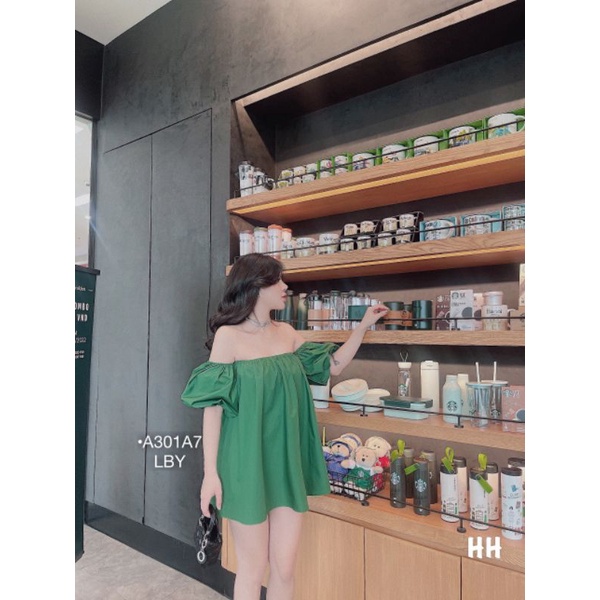 [Ảnh Thật] Áo Trễ Vai Nữ Dáng Rộng Bigsize Áo Babydoll Bẹt Vai Tay Phồng Lụa Xanh Lá/Tím/Xanh Bơ