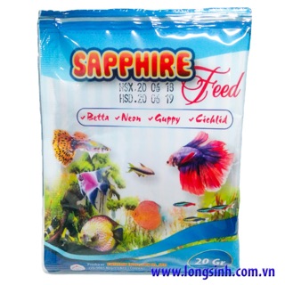 THỨC ĂN CÁ BẢY MÀU, CÁM CÁ GUPPY 20GR - Sapphire