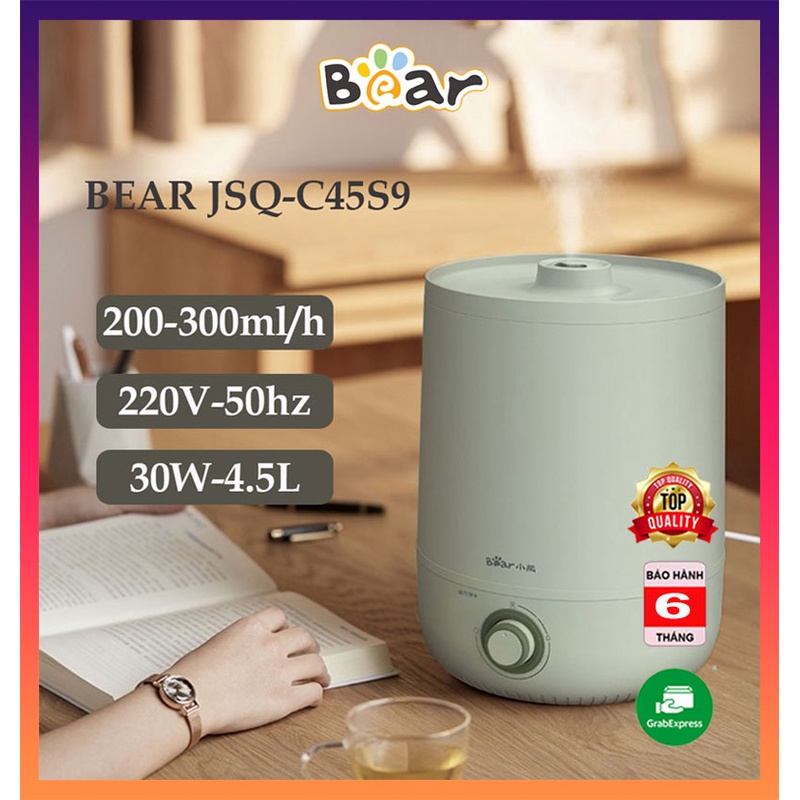 Máy phun sương tạo ẩm Bear, khuếch tán tinh dầu - Làm sạch không khí, dung tích lớn 4.5L Máy phun sương tạo ẩm