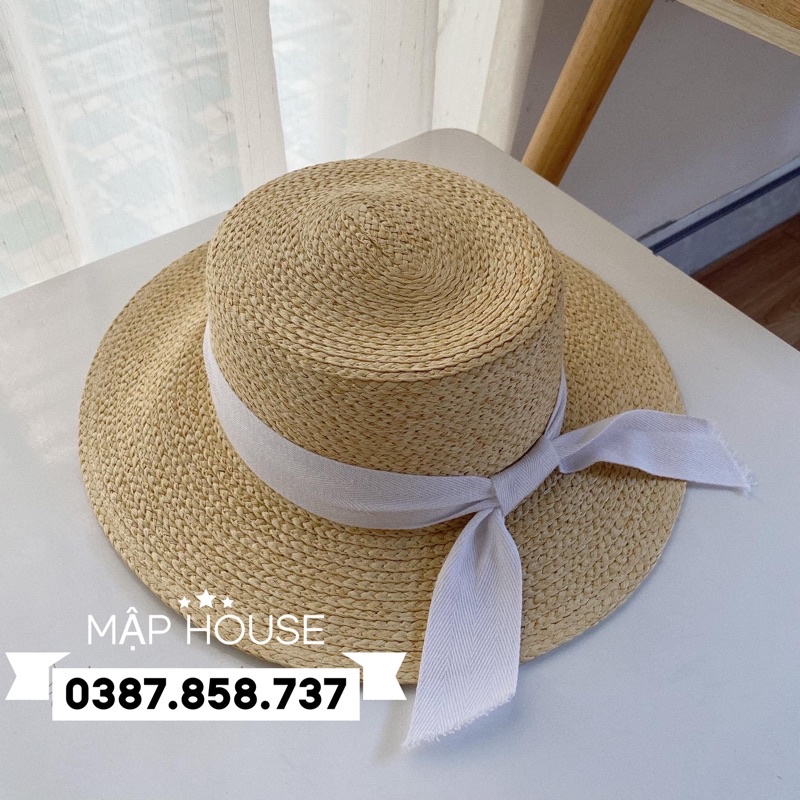 Mũ cói nơ tiểu thư phong cách Vintage
