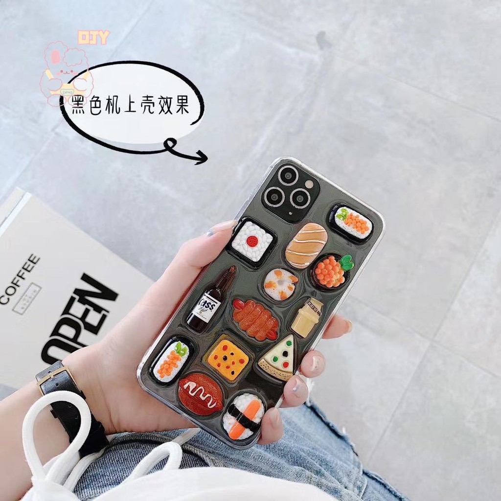 🍉zollzirr🍉Creative food sushi iPhone12 Ốp lưng điện thoại di động Promax nữ iPhone11 chống rơi xs / xr x triều 678Plus