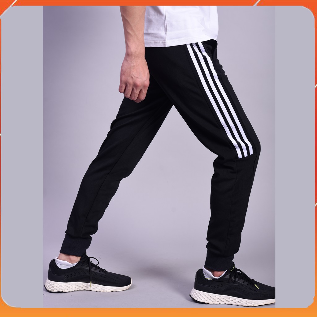 Quần Jogger Nam 3 Sọc Lửng, Ống Bo Chun Phong Cách Thể Thao MT116