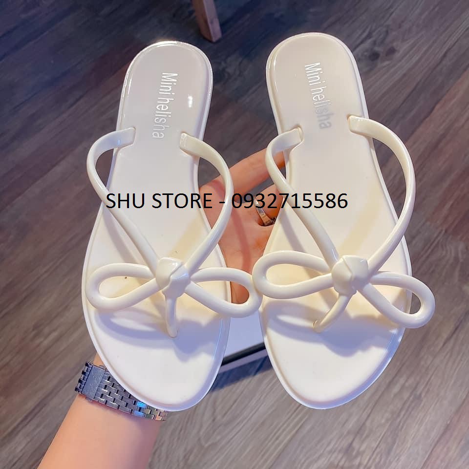 [Mã SHUSBBDM giảm 50% đơn 99k] DÉP KẸP NỮ NHỰA DẺO SHU STORE - DÉP NHỰA ĐI MƯA NỮ ĐÍNH NƠ DA BÓNG