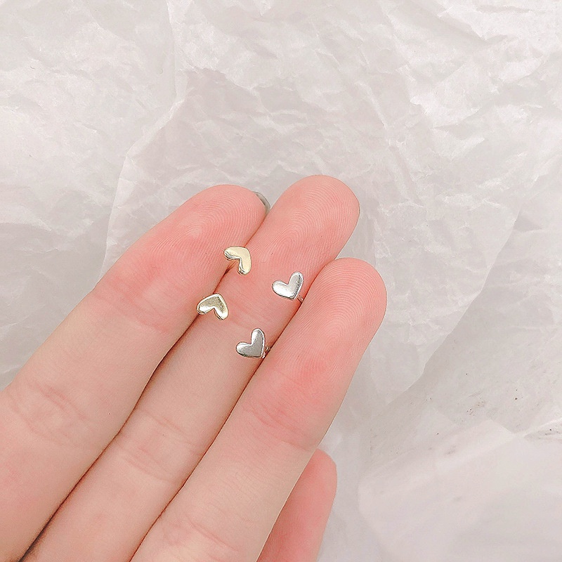 Bông tai mạ bạc 925 hình trái tim đơn giản cho nữ