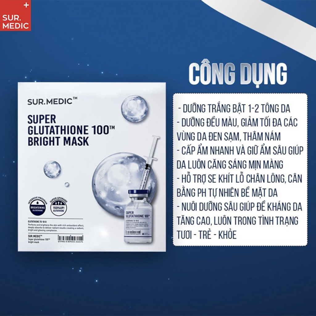 Mặt Nạ Sur Medic Bright Glutathione Mask Dưỡng Trắng Da 30g