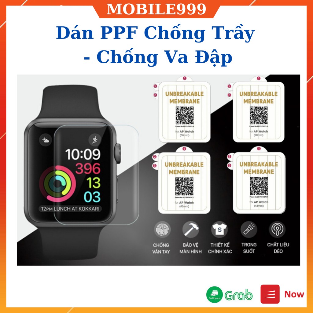 Dán Apple Watch PPF Chống Trầy, Chống Va Đập 38mm 40mm 42mm 44mm MOBILE999