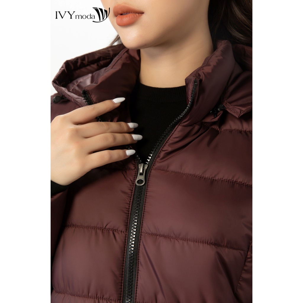 Áo phao nữ dáng dài cổ mũ IVY moda MS 71B8858