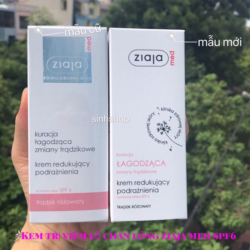 Kem Ngừa Mụn Viêm Nang Lông Ziaja Med Spf6 vạch hồng balan 50ml