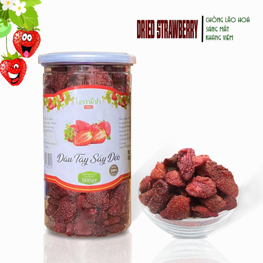 Dâu Tây Sấy Dẻo LÊ MINH FOOD Hộp 500gram