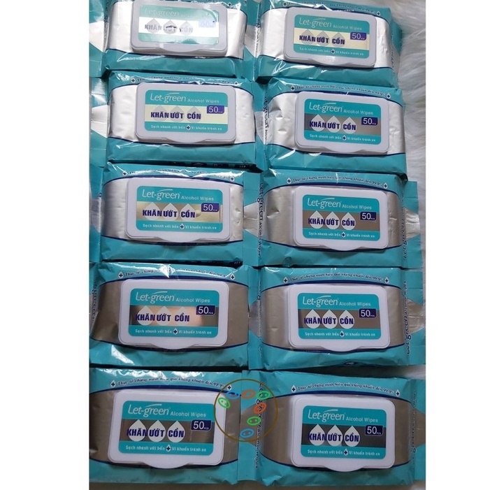 Thùng 36 gói khăn giấy ướt Cồn Let green 50M