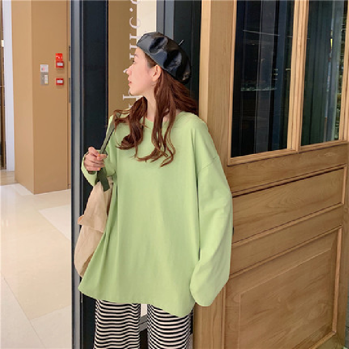 Áo thun tay dài màu trơn phong cách Hàn Quốc mùa thu thời trang chất lượng cao