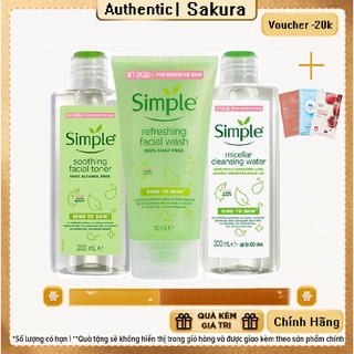Bộ 3 nước tẩy trang, sữa rửa mặt, toner simple