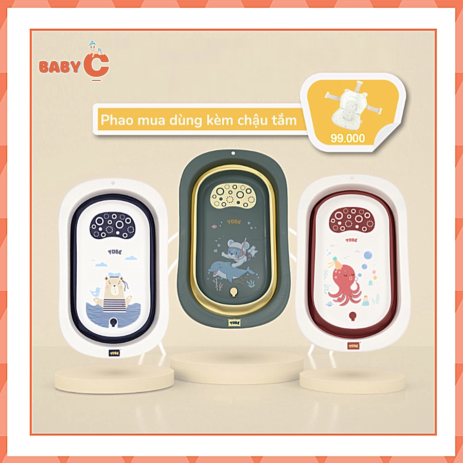 Chậu tắm gấp gọn chính hãng Tobé, chậu tắm cho bé 0-5 tuổi chất liệu Cao su nhựa PP tiện lợi và an toan cho bé - BaByC