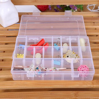 24 Compartments Plastic Jewelry Pills Box Organizer Storage Container White