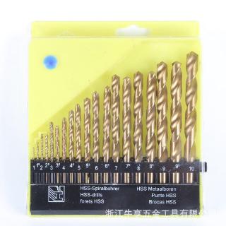 Bộ 19 mũi khoan sắt 1.5-10mm HSS thép Titan không gỉ ( Vàng ) - Hàng nhập khẩu