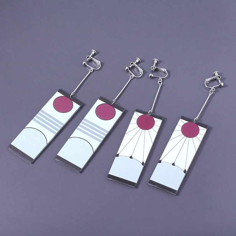 Khuyên Kẹp Tai Acrylic Hình Demon Slayer No Need Pierced Ear Door Tanjirou Phong Cách