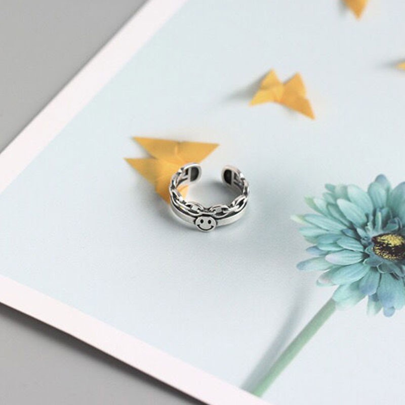 Nhẫn hợp kim nhôm hình mặt cười dễ điều chỉnh JP6