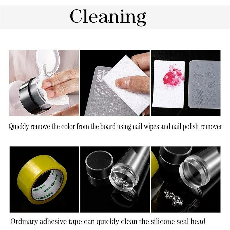 1 Bộ Dụng Cụ In Hình Lên Móng Tay Bằng Silicone Trong Suốt