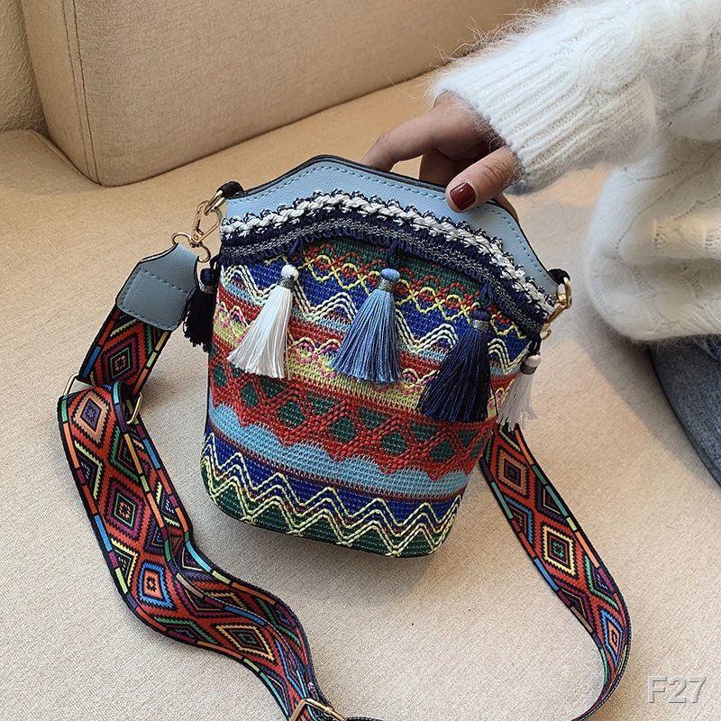 National style] tua rua bucket bag nữ túi đeo vai thời trang retro all-match phù hợpEE