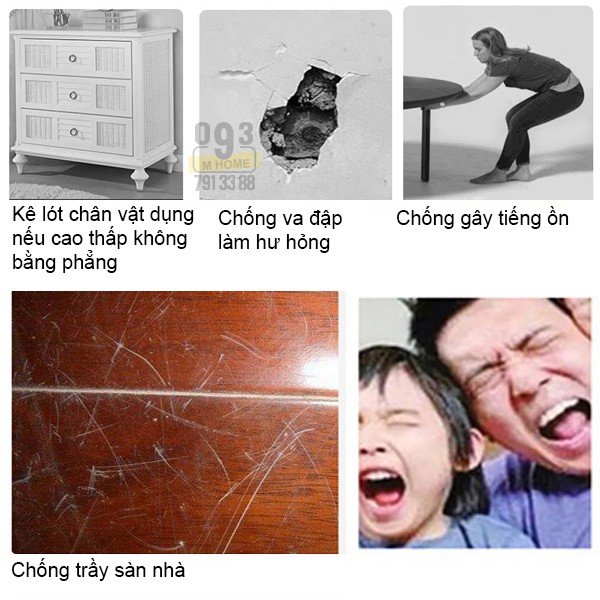 Combo 2 Miếng Dán Cao Su Lót Sàn Chống Trầy 15x10 cm