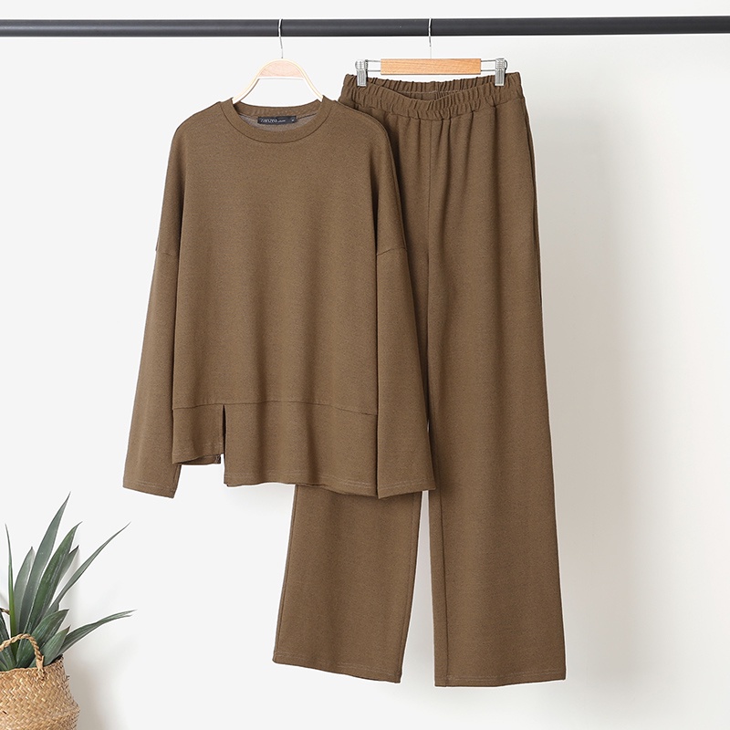 Set đồ Zanzea gồm áo cổ tròn dài tay + quần dài thời trang cho nữ