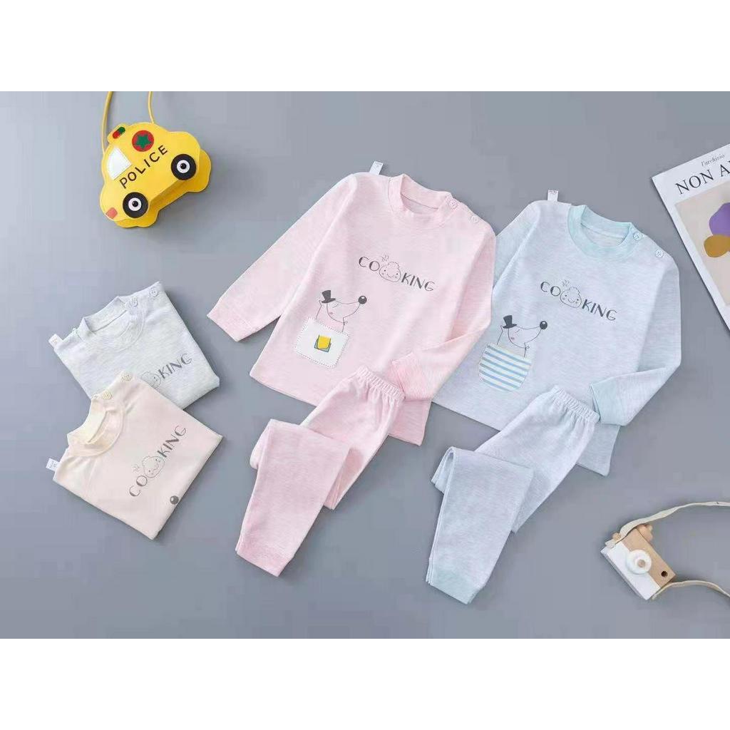 Bộ cotton dài tay chất xịn đẹp giữ ấm, thấm hút mồ hôi cho bé trai bé gái