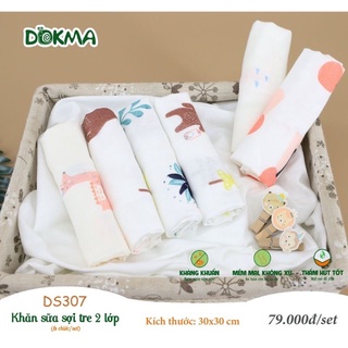 Khăn sữa sợi tre 2 lớp Dokma (6chiếc/set)
