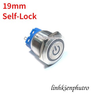 Nút nhấn nguồn self-lock 19mm 5 chân - vòng đèn 12v