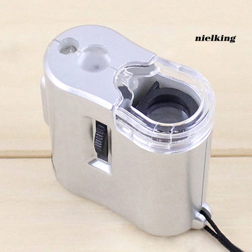 Kính lúp mini phóng to 60X có đèn LED dùng thẩm định vật dụng tiện lợi