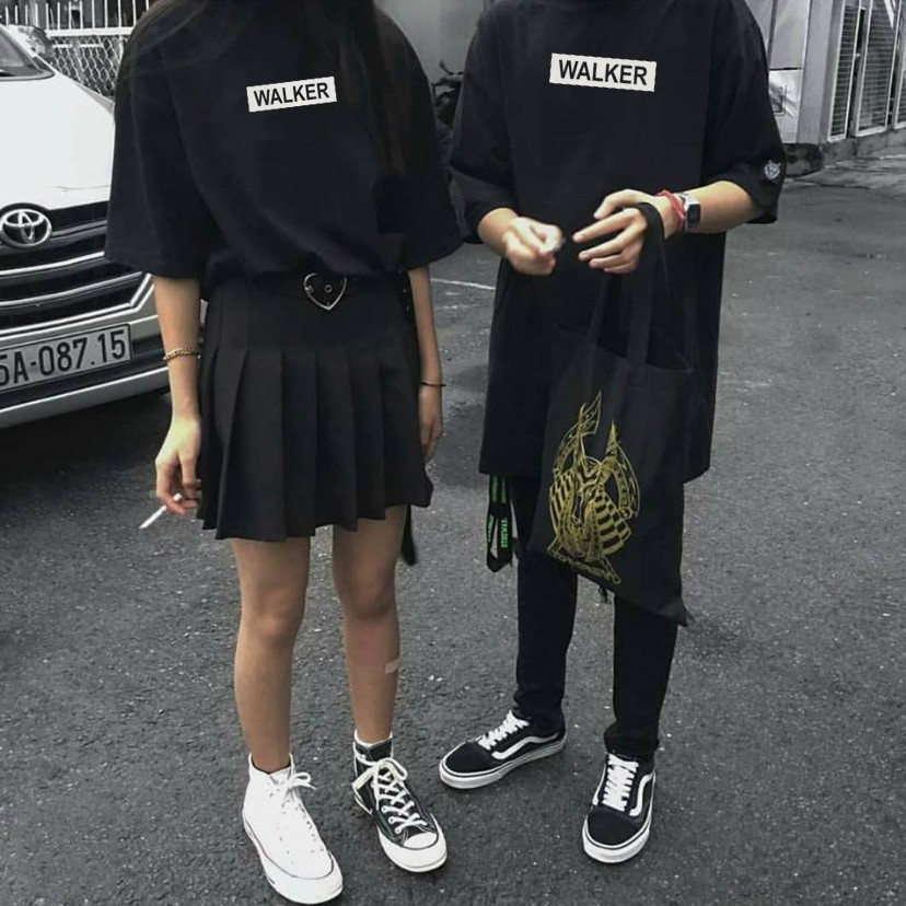 Áo thun unisex form rộng tay lỡ nam nữ AW Siêu Chất đơn giản 2 Màu trắng đen - áo  phông đôi, nhóm teen street style