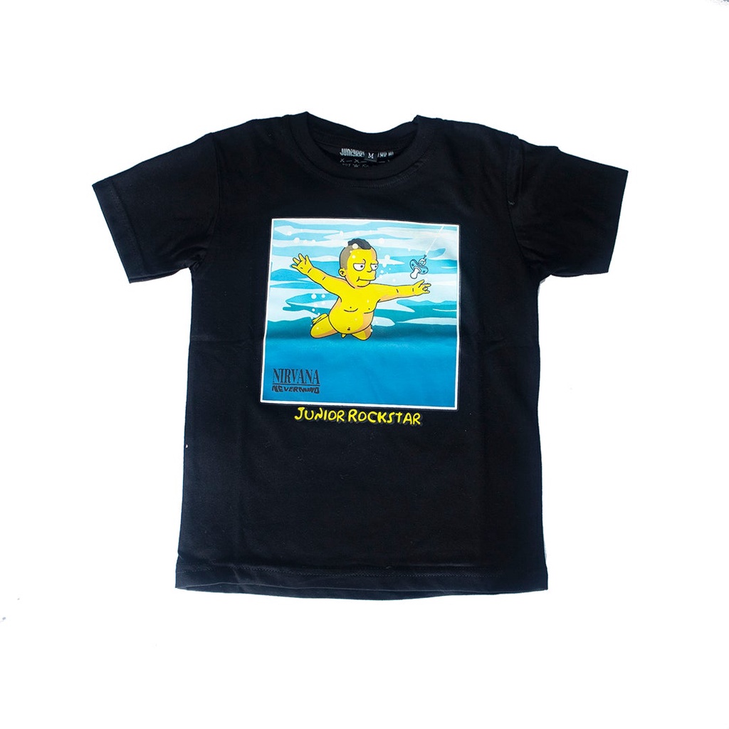 Áo Thun Đen In Hình Nirvana Nevermind Simpson Cá Tính Cho Bé