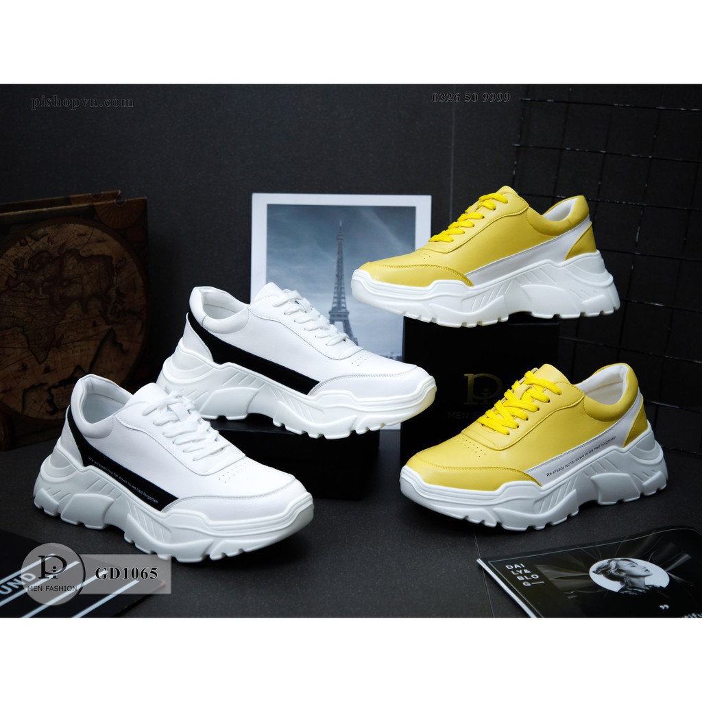 Giày Sneaker Nam Cao Cấp - Giày Da Nam 2 Màu Hàng Đẹp - Tặng Kèm Tất khử mùi GD1065 | WebRaoVat - webraovat.net.vn