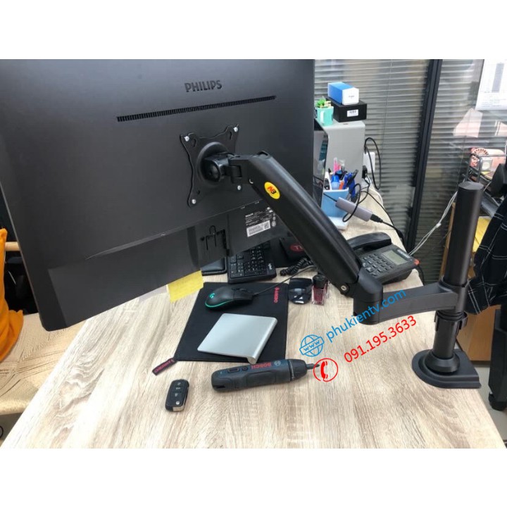Giá treo màn hình NB H80 17 - 27 Inch Giá đỡ màn hình máy tính xoay 360 độ - Tay treo màn hình chính hãng