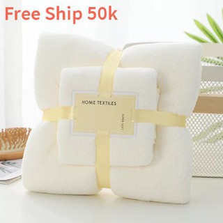 Set 2 Khăn Tắm và Khăn Mặt Sợi Tre Hàng Xuất Nhật Home textiles