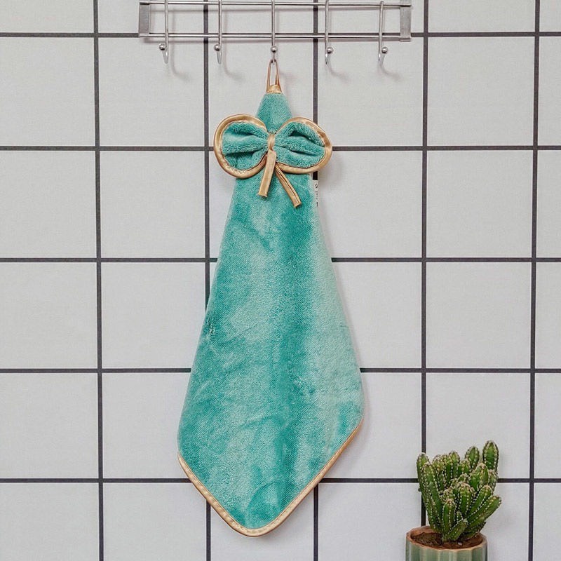 Khăn lau tay nhà bếp, khăn lau chén dĩa nơ viền vàng