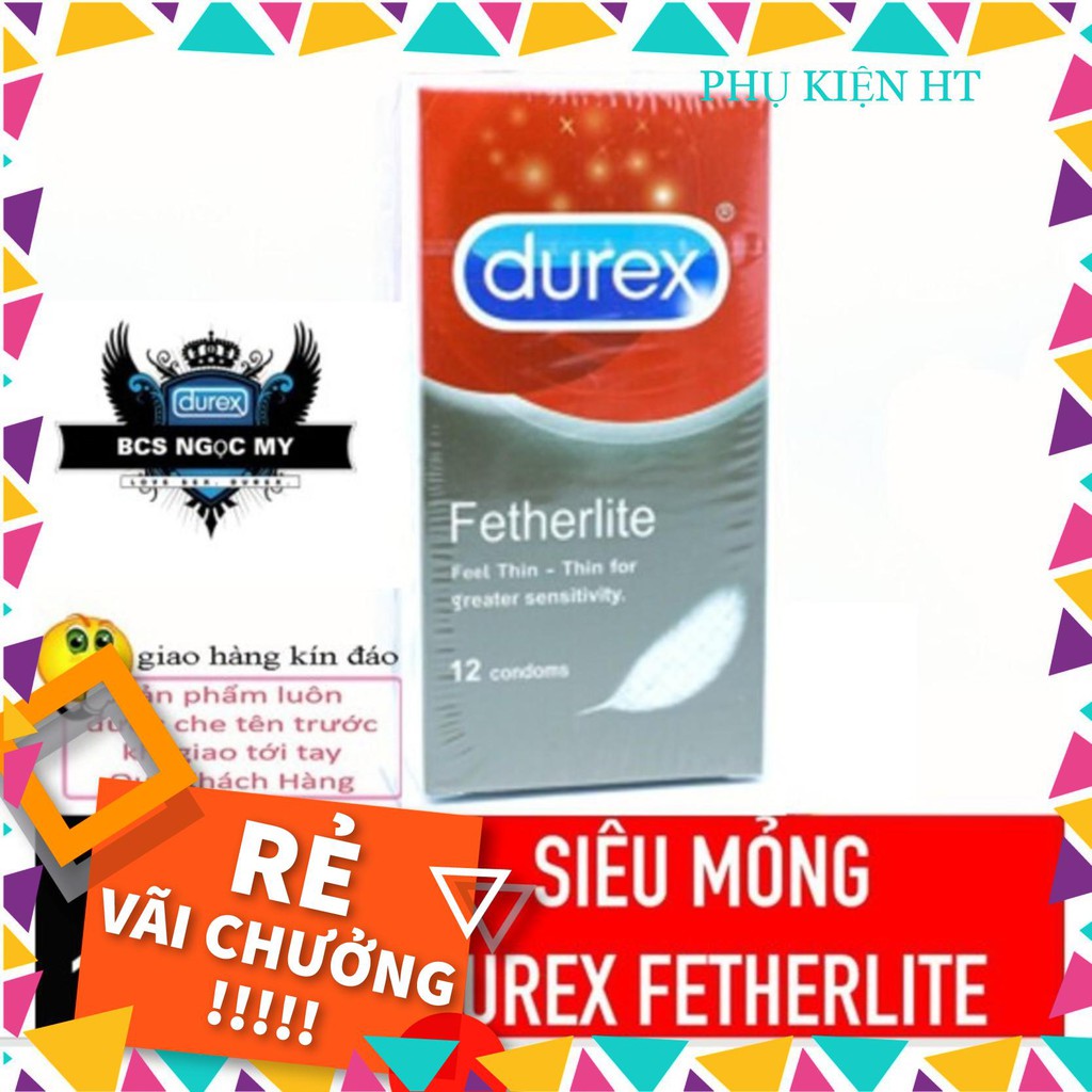 [Siêu sỉ ] Hộp Durex Fetherlite SIÊU MỎNG MANG LẠI CẢM GIÁC CHÂN THẬT NHẤT 12 chiếc