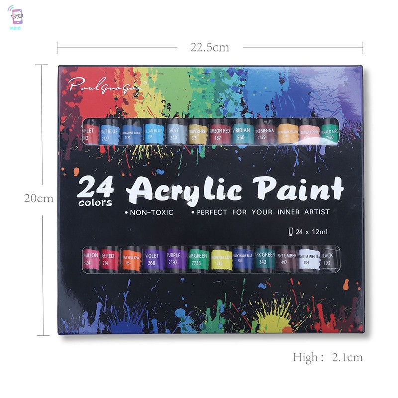 Set 12 / 24 Lọ Sơn Màu Acrylic 12ml Dùng Để Vẽ Trang Trí Móng Tay Nghệ Thuật