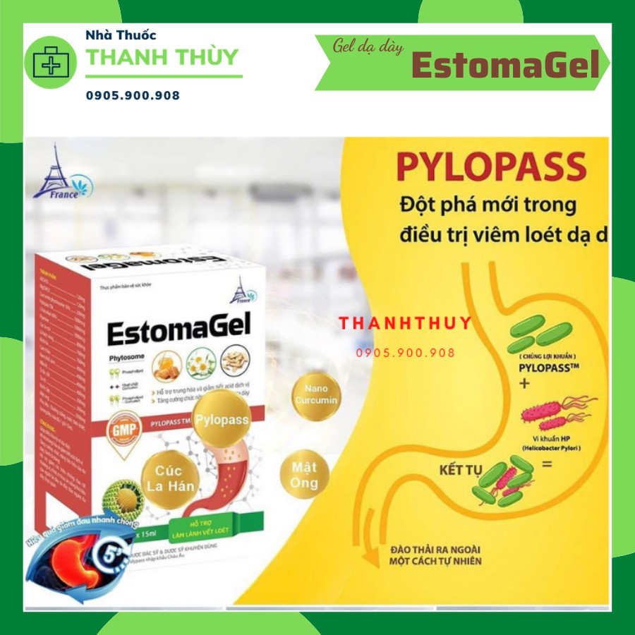 ESTOMAGEL Hộp 20 Gói x15ml Gel Uống Giảm Nhanh Cơn Đau Dạ Dày & Tá Tràng