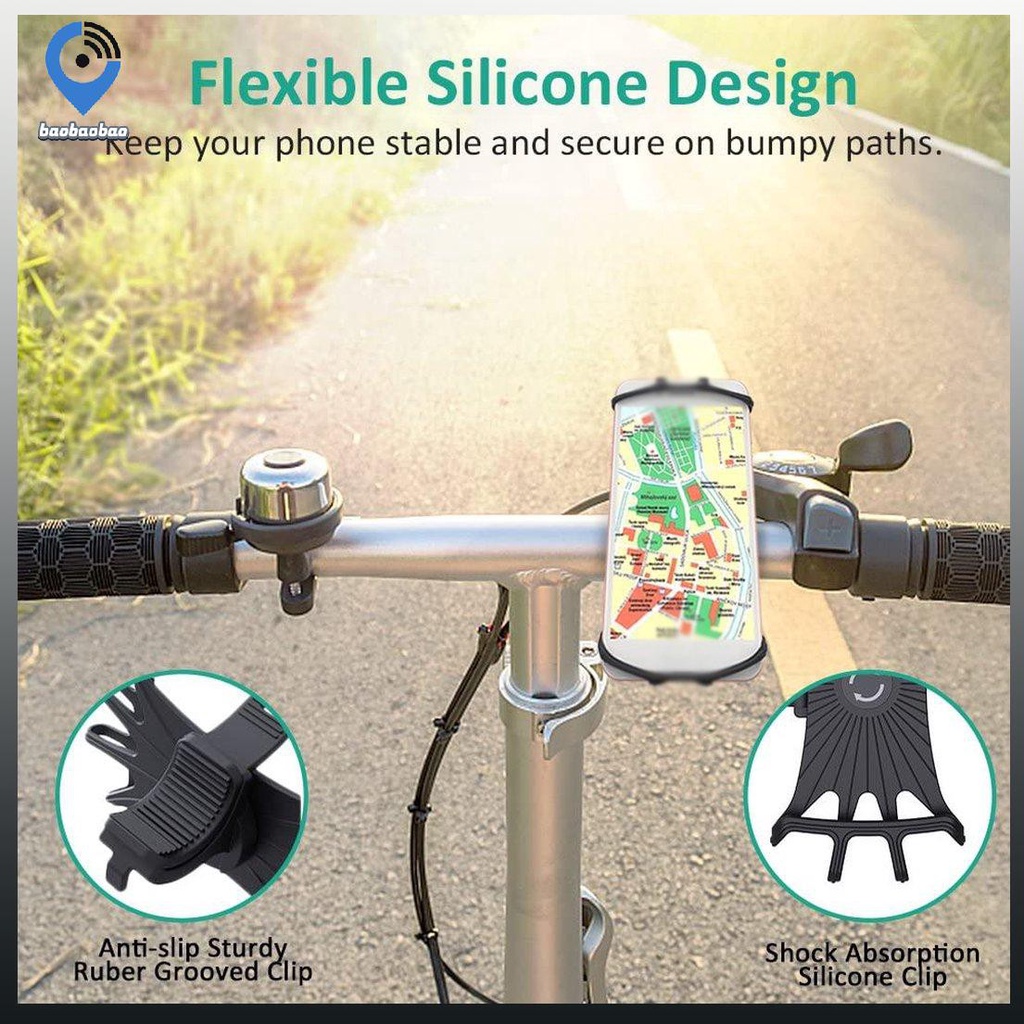 Giá giữ điện thoại gắn ghi đông xe máy xe đạp bằng silicone xoay được tiện lợi dành cho loại 4.0 - 6.0 inch