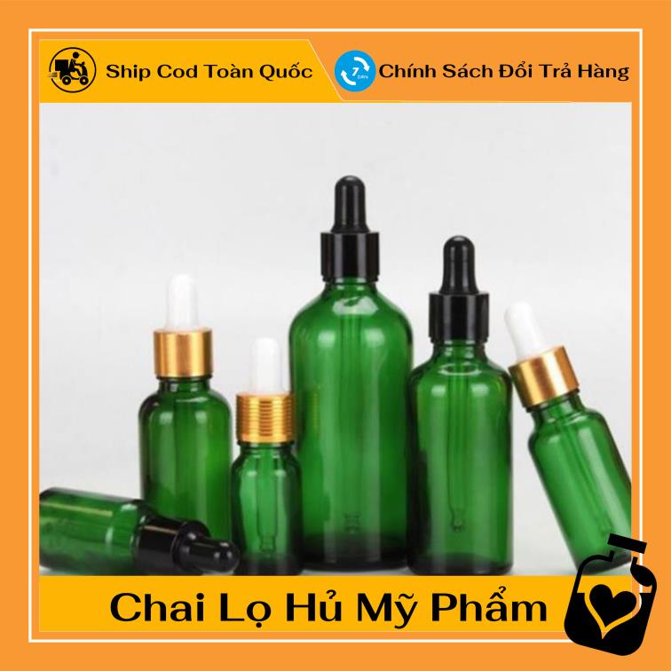 Lọ Chiết Serum ❤ TOP GIÁ RẺ ❤ [30ml] Lọ đựng tinh dầu Xanh lá chiết serum Khoen Vàng,Đen,Bạc, phụ kiện du lịch