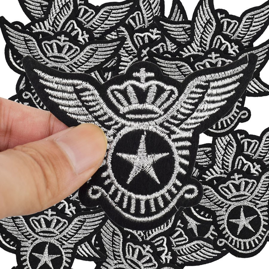 1 Miếng Vá Quần Áo Thêu Hình Trắng Đen diy