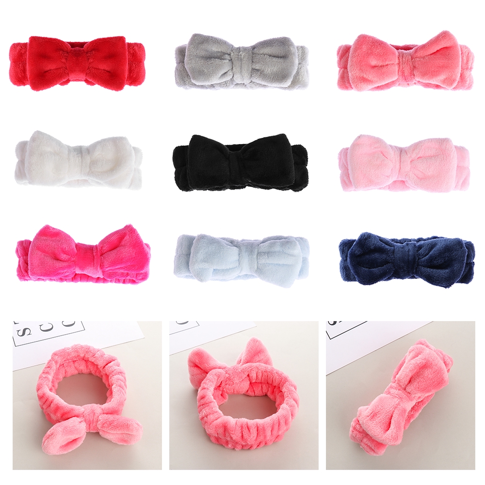 Băng đô cài tóc đính nơ màu trơn thời trang cho nữ