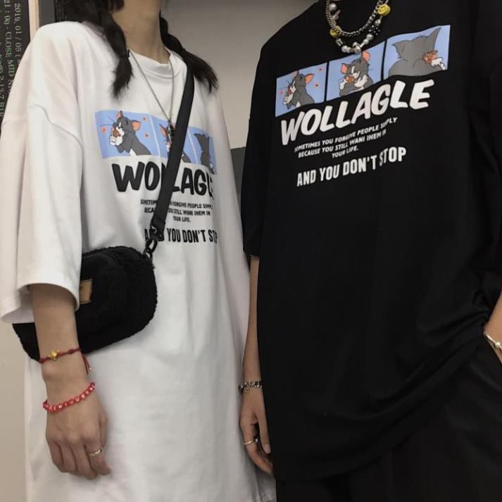 Áo thun nam nữ unisex tay lỡ AD69 Tom&amp;Jerry, áo phông tay lỡ unisex form rộng oversize streetwear