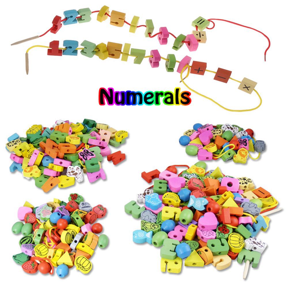 Bộ đồ chơi xỏ dây sâu hạt gỗ cho bé