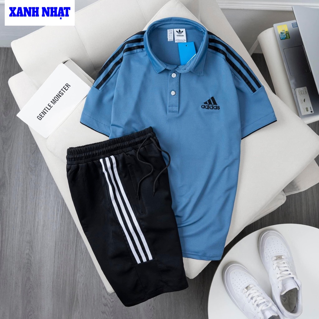 Áo thun nam, bộ thể thao mùa hè nam, Bộ thể thao nam adidas cao cấp, vải gai cá xấu cao cấp thoáng khí, thấm mồ hôi tốt