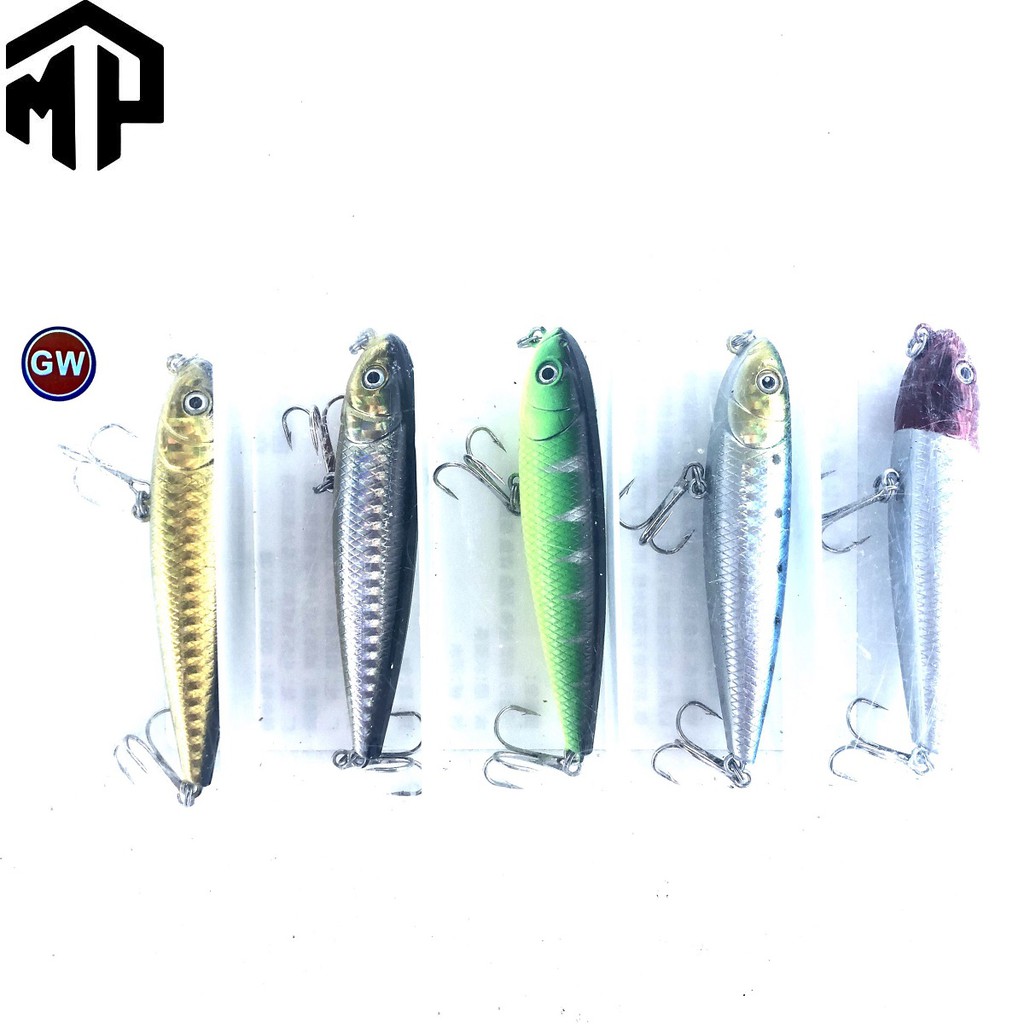 Sét mồi câu cá giả câu lure GW , 8g - 9cm combo 5 con đủ màu , câu hồ , biển , sông