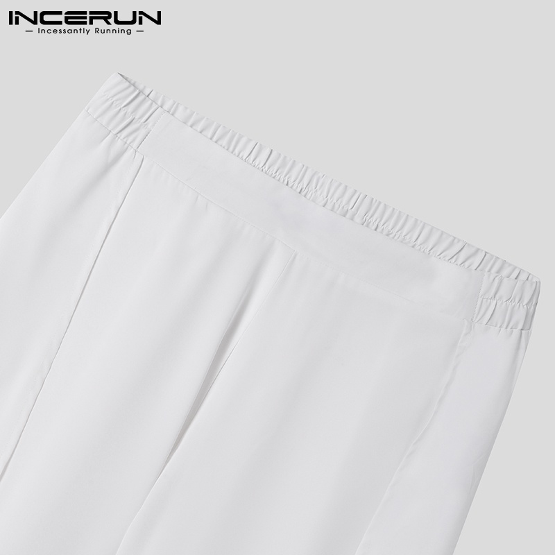 Quần dài INCERUN ống rộng lưng thun thiết kế giả hai lớp thời trang cá tính cho nam